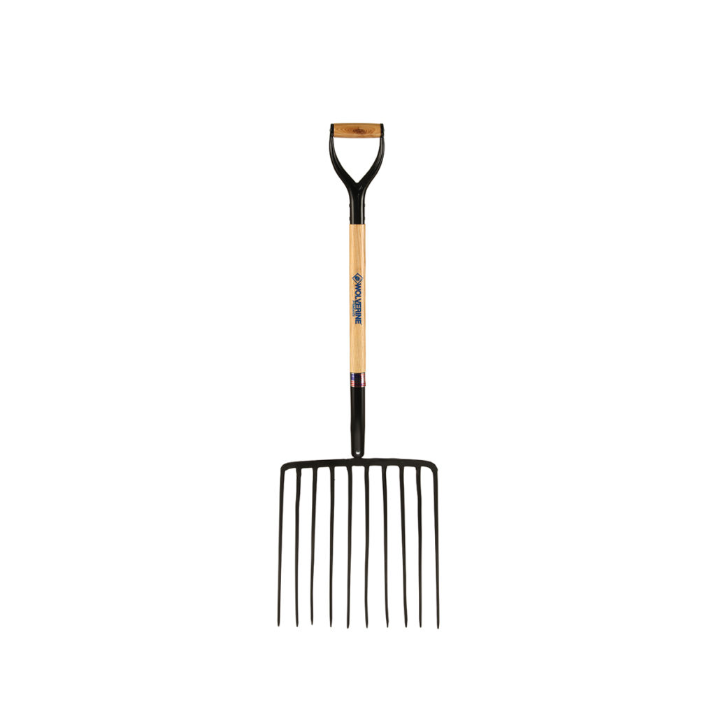 10 Tine Mulching Fork, 30" Wood Handle, Steel DGrip Sureloc